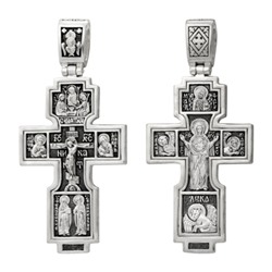 Крест (свТроица, Ап.Петр и Павел, Евангелисты, обр.Знамение) из серебра литье частичное чернение