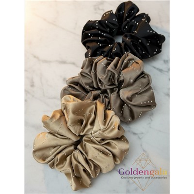 Резинка для волос объемная шелковая со стразами 5шт. Арт:Р2/004