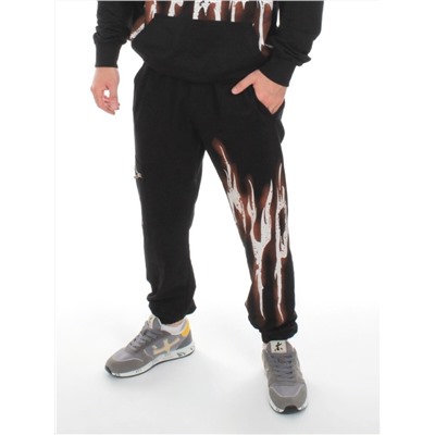 7350 BLACK/BROWN Брюки спортивные мужские (75% хлопок, 20% полиэстер, 5% спандекс)