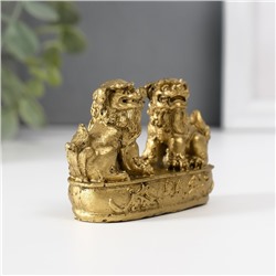 Нэцкэ фигурка полистоун «Небесные львы: собаки Фу», под бронзу, 2.8×8.2×5 см