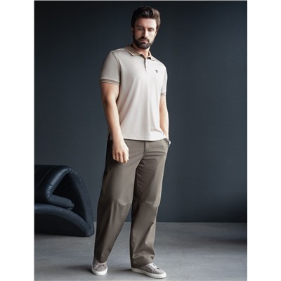 Футболка поло с воротником на пуговицах из полотна пике с меланжевым плетением с эластаном