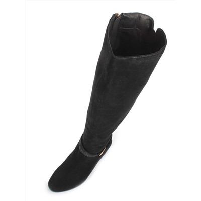 B8533-266-301 BLACK Сапоги зимние женские (натуральная замша, натуральная байка, натуральный мех)