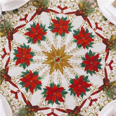 Скатерть новогодняя Этель «Новогодние игрушки» d=220 см +/-3 см с ГВМО, хл100%