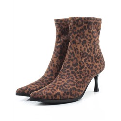 01-H26B-42PC BROWN LEOPARD Ботильоны демисезонные женские (искусственная замша)
