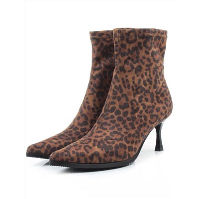 01-H26B-42PC BROWN LEOPARD Ботильоны демисезонные женские (искусственная замша)