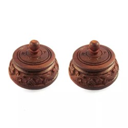 Набор шкатулок для Синдура (2 шт), Wooden Sindoor Box Set, произв. CraftsCollectionStore