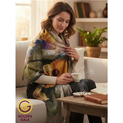 Платок теплый кашемировый с 3D принтом Арт 2591П/07