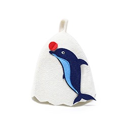 Шапка банная детская, с аппликацией "Дельфин", войлок белый
