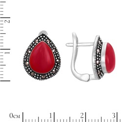 Серьги 'Капля' с кораллом и марказитами ТАСН.269КЛN