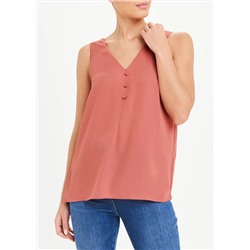 Pink Button Detail Vest Top