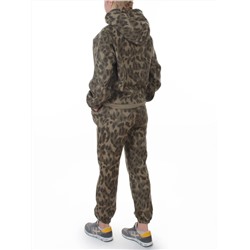 868-6 GREEN/LEOPARD Костюм спортивный зимний женский (95% хлопок, 5% полиэстер)
