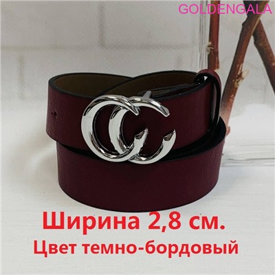 Ремень женский из мягкой экокожи 114 см темно-бордовый Р15