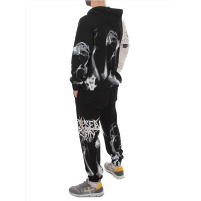 2608/7325 BLACK/WHITE Костюм спортивный мужской (75% хлопок, 20% полиэстер, 5% спандекс)