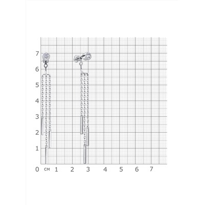 Серьги с фианитом родированные серебро 925*