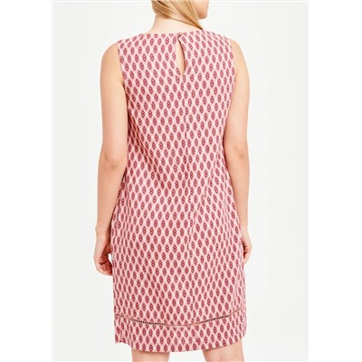 Sleeveless Printed Linen Shift Dress