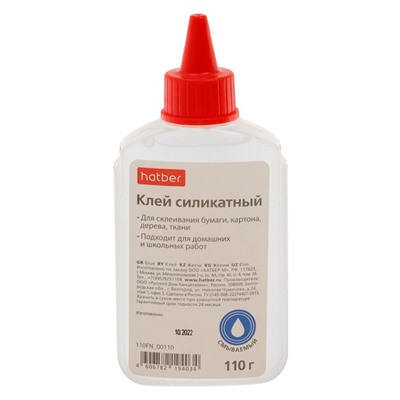 Клей силикатный 110 г, Hatber, с дозатором