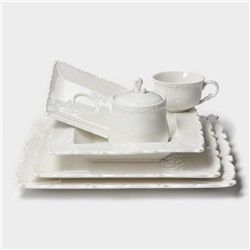 Блюдо сервировочное Magistro Kingdom, 38.5×23.5×2.5 см, фарфор, белое