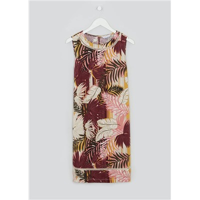 Sleeveless Printed Linen Shift Dress
