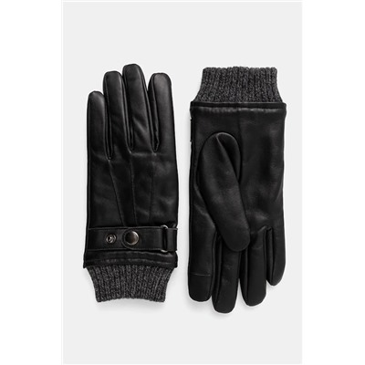 Rękawiczki skórzane męskie   kolor czarny