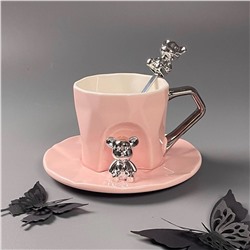 315-074 Чашка 250мл с блюдцем и ложкой в под.уп.(х12)Фарфор