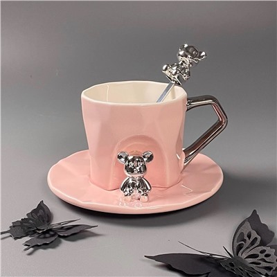 315-074 Чашка 250мл с блюдцем и ложкой в под.уп.(х12)Фарфор