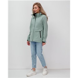 Ветровка спортивная женская с капюшоном softshell бирюзового цвета 9566Br