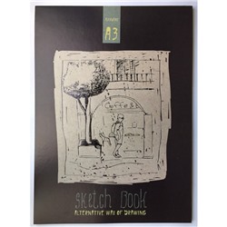 Альбом для рис. и эскизов А3, 40л, склей, карт.подлож, бл.крафт 80г, 05190