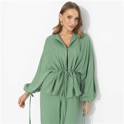 Брючный костюм из 100% вискозы, Серьезная леди (2 в 1, шалфей)