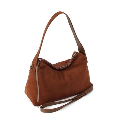 Сумка женская натуральная замша ADEL-324-809/2в (отделка ИСК/КОЖА), 1 отд,  плечевой ремень,  шоколад mpl 265222