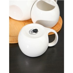 Набор чайный BellaTenero, 5 предмета: 2 чашки 100 мл, сахарница с крышкой 240 мл, ложка, фарфор, бамбуковая подставка, белый