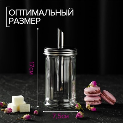 Сахарница с дозатором «Глюкоза», 350 мл, 7.5×17 см, стекло