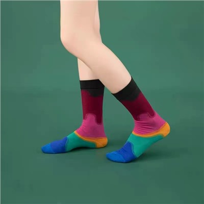 Sexy cotton brand knee socks for men and women, gradient, internet celebrity, mid-length