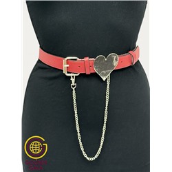 Ремень двусторонний красный из экокожи 2,8х115 см Р25