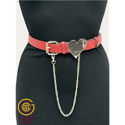 Ремень двусторонний красный из экокожи 2,8х115 см Р25