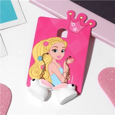 Серьги детские Выбражулька «Зайчики», бело-розовые в золоте