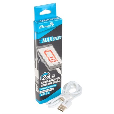 USB кабель для USB Type-C 1.0м   (в коробке) ELTRONIC 2.4A (белый)