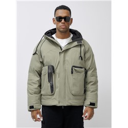 Куртка молодежная мужская зимняя с капюшоном серого цвета 25313_1Sr