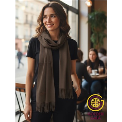 Шарф теплый женский кашемировый Арт 2581Ш/01 (темно-коричневый)