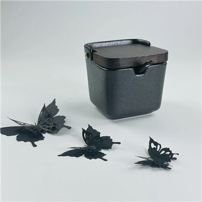 235-027 Сахарница 9,5см с ложкой BLACKWOOD в под.уп.(х36)Фарфор