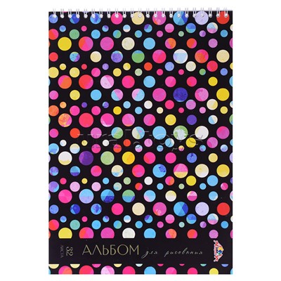 Альбом для рисования 32л "Яркие горошины" на гребне