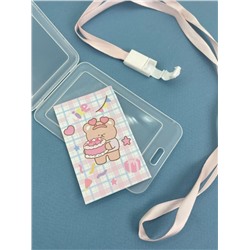 Держатель для карт с шнурком "Bear cake", blue (11.5*7 см)