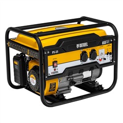 Генератор бензиновый PS 25, 2.5 кВт, 230 В, 15 л, ручной стартер Denzel
