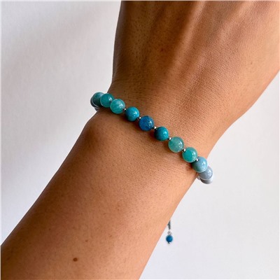 Радуга Самоцветов Браслет "Вишудха" из камней для проработки пятой чакры регулируемый