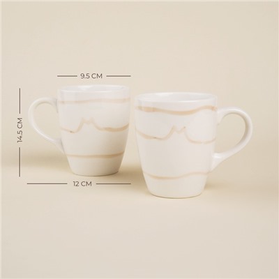 Кружки SL Home «Гато», 350 мл, набор 2 шт., фарфор, белые