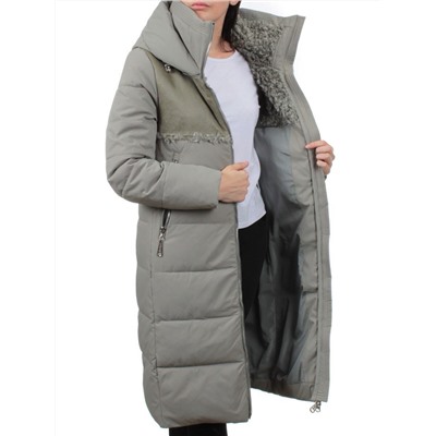 23-636 OLIVE Пальто зимнее женское (холлоффайбер 150 гр., искусственная дубленка)