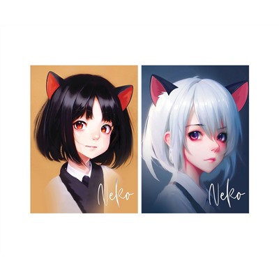 Блокнот А5 50л. на отрывной склейке MESHU "Neko", матовая ламинация, тиснение фольгой