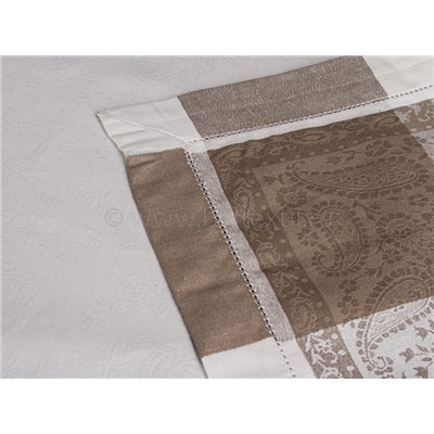 01с58 ЯК  Скатерть  170*250  " Причуда"  цв. белый с бежевой каймой