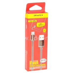 USB кабель для USB Type-C 0.3м AWEI CL-26 металлическая оплетка (серебро)