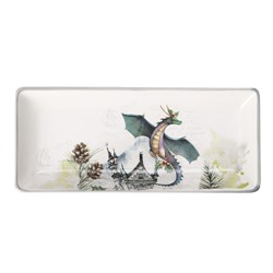 Блюдо сервировочное Доляна «Дракоша», 28×12×3.2 см, цвет белый