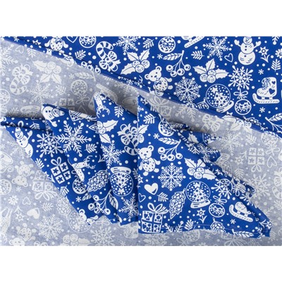 20с-6ЯК Комп-кт Скатерть 150*120+ 4 салфетки "Новогодние игрушки" цв. синий